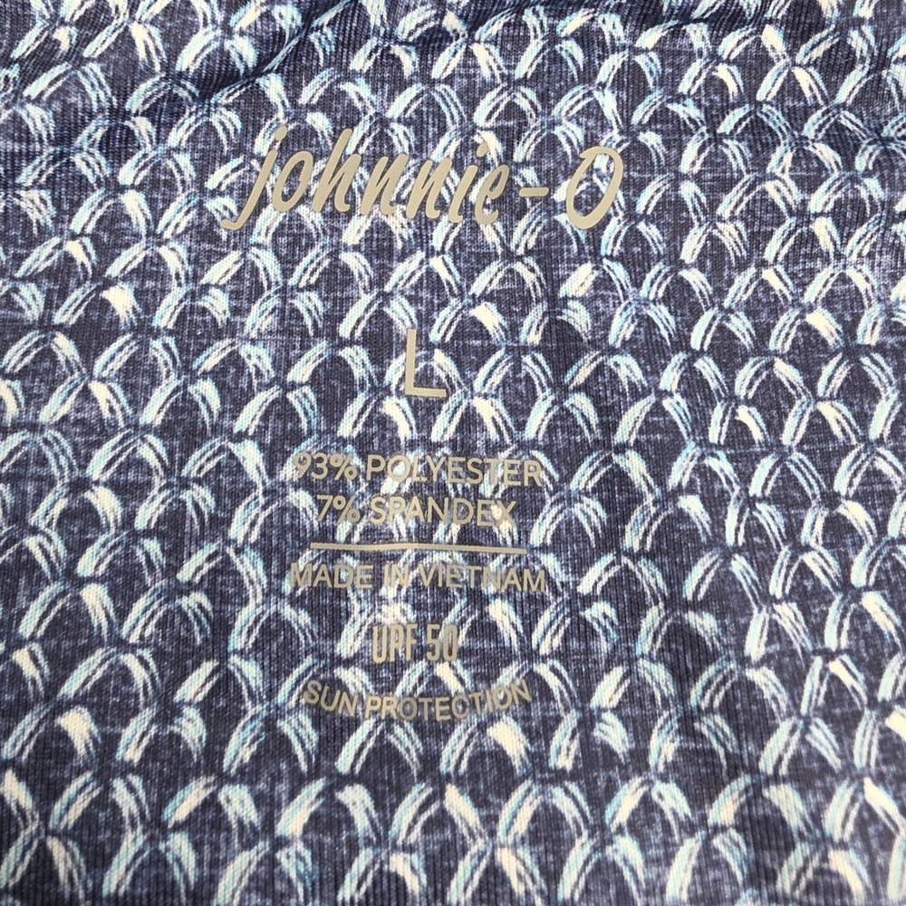 Johnnie-O Mens size Large Blue Geometric AOP Print Golf Performance Polo Shirt - Picture 8 of 16
